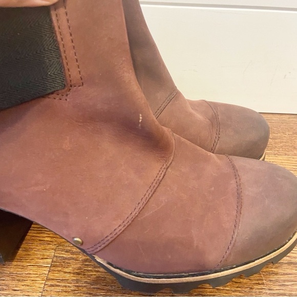 Sorel | Women’s Addington Chelsea Suede Leather Bootie in Redwood Size 11 - Picture 9 of 14